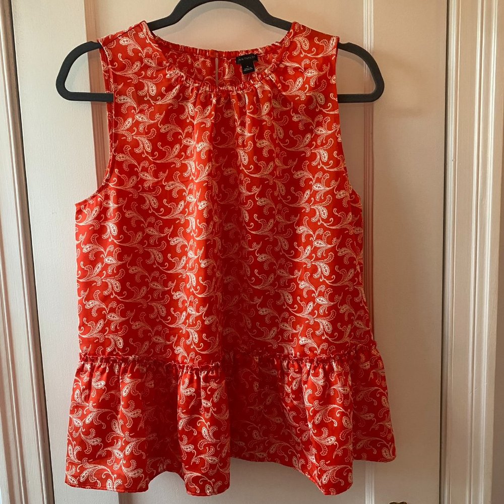 Ann Taylor NWT Orange Sleeveless Peplum Top